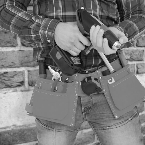 Manual worker holding gloves